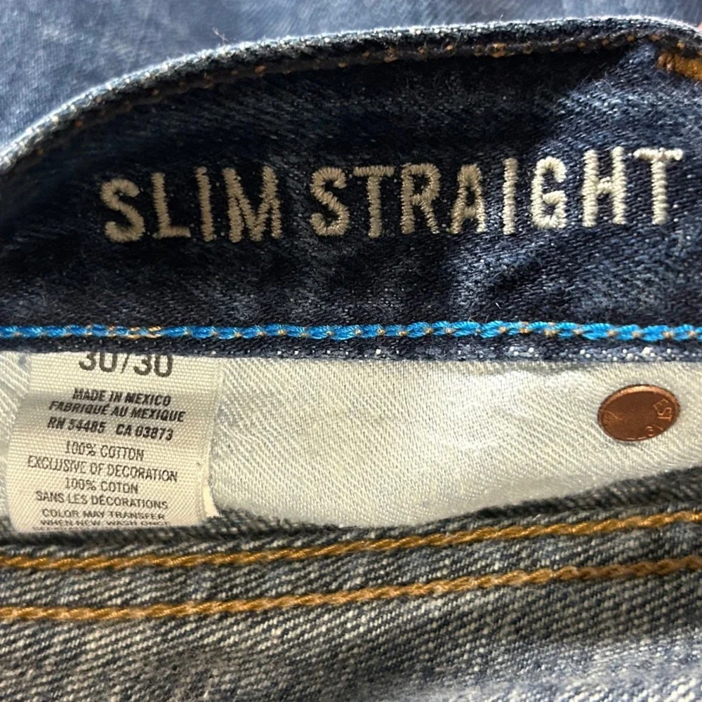 American Eagle Slim Straight Jeans Mens 30x30 Dark Wash‎ Blue Denim 100% Cotton